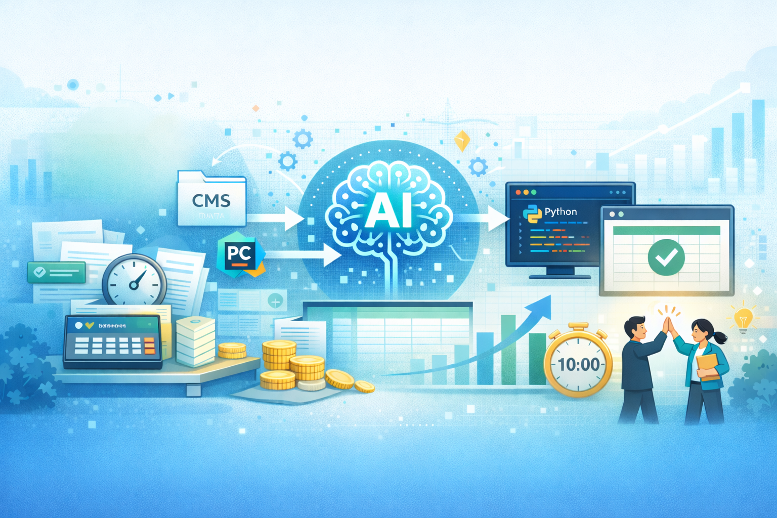 정산 업무 자동화 AI 일러스트